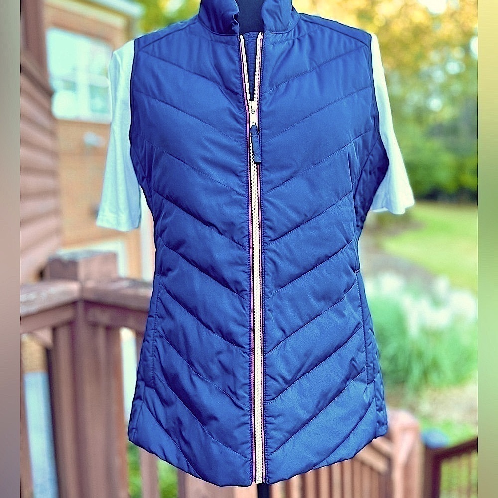 Talbots Navy Puffer Vest Small Like New